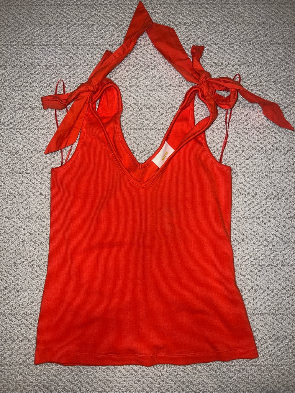 Anthropologie Red Tie-Shoulder V-Neck Camisole
